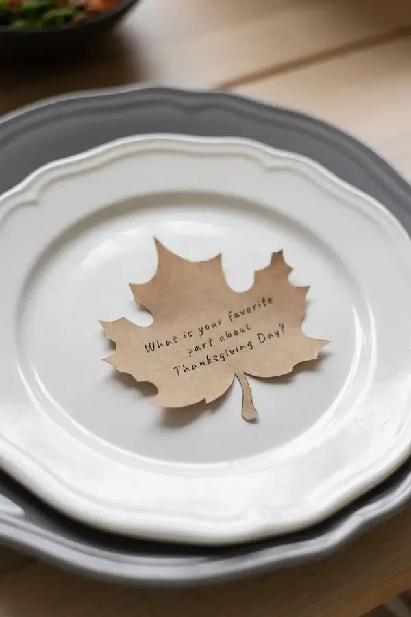 plate with name tag as leave